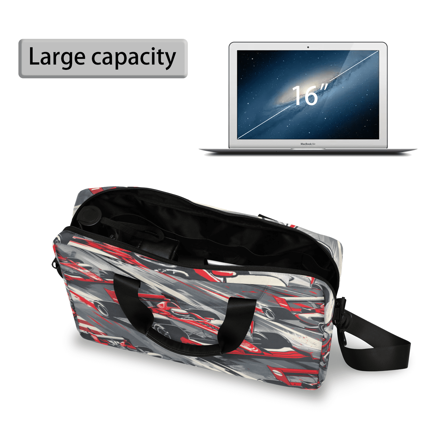 Herdesigns Racing Car Laptop Bag for Women Men, Computer Case Briefcase Messenger Bags, 15-15.6 inch Laptop Sleeve Shoulder Bag