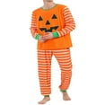 thumbnail image 2 of Halloween Family Matching Pajamas Set Adult Kids Baby Pumpkin Print Long Sleeve Tops+Stripes Pants Sleepwear Set, 2 of 7