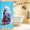 thumbnail image 3 of Erosebridal Train Shower Curtain 72Wx72L, Steam Engine Bathroom Curtain, Blue Cartoon, 3 of 5