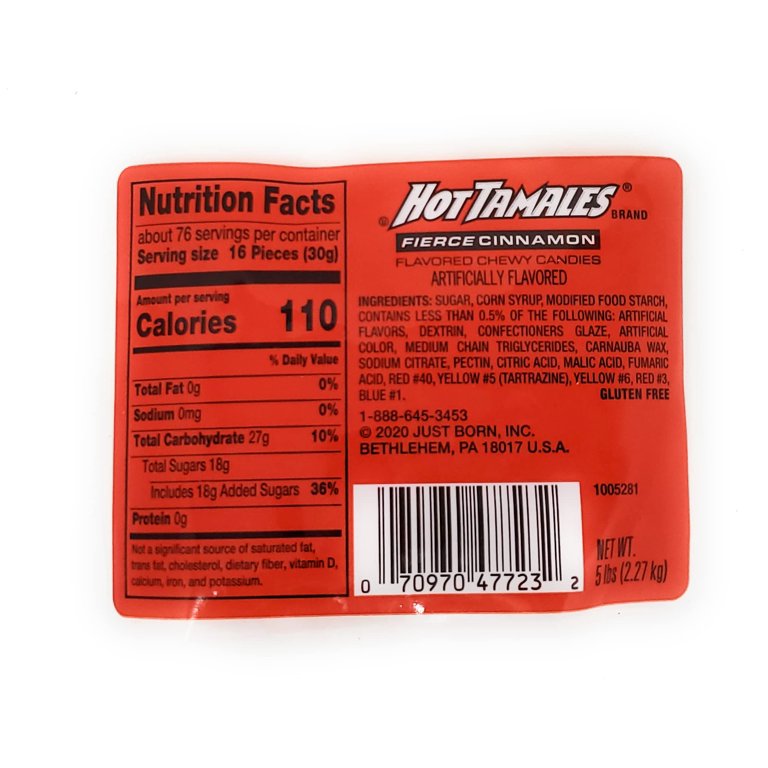 Hot Tamales Fierce Cinnamon, Chewy Candy in Bulk Bag - 5 lb