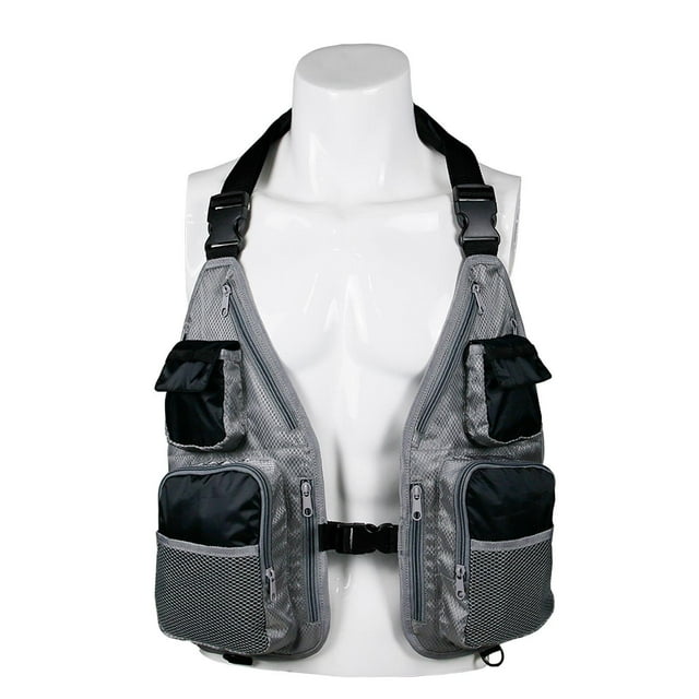 Chaleco de malla simple Equipo Chaqueta para exteriores Gris shamjiam Chaleco de pesca