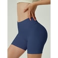 thumbnail image 3 of Chiclily Womens High Waisted Quick-Dry Shorts with 4-Way Stretch Technology for Daily & Sports Activities, Navy Blue XS, 3 of 6