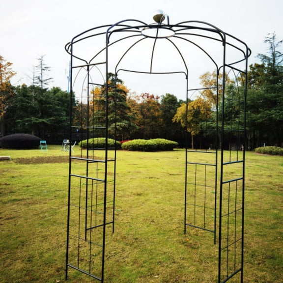 BOFANG Iron Birdcage Garden Arch 81.3"x 114.2"H Black Wedding Ceremony Arbor Gazebo