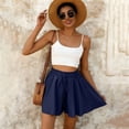 thumbnail image 5 of Only Moment Women's Casual Skort with Shorts Woven Twill Fabric Flowy Shorts Drawstring Loose Fit Summer Casual Lightweight Comfy Vacation Wear Wowomen Skorts Navy,XL, 5 of 6