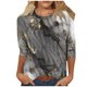 thumbnail image 2 of ICHUANYI Clearance Women's Fashion Printed T-shirt 3/4 Sleeves Blouse Round Neck Casual Tops(Gray, XXL) ICHUANYI WER2023081508065, 2 of 5