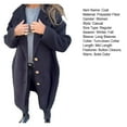 thumbnail image 7 of Women Woolen Jacket Turn-down Collar Solid Color Button Closure Coat Loose Thermal Long Sleeved Commuting Dating Spring Fall Winter Overcoat, 7 of 7
