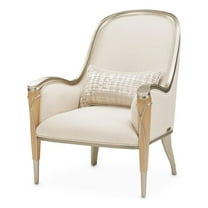 Michael Amini Villa Cherie Accent Chair - Pearl Fabric/Caramel