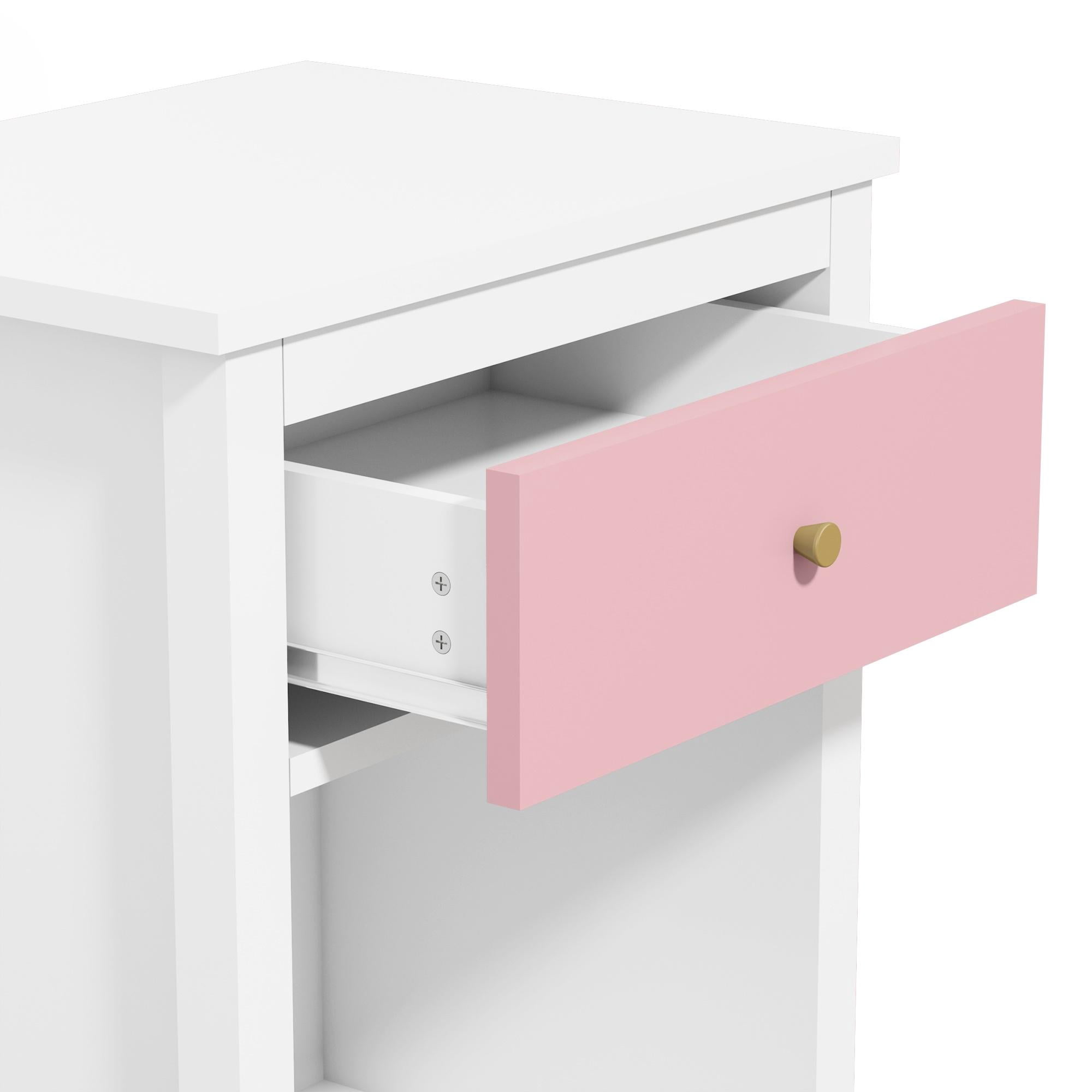 Gewnee Kid's Wooden Nightstand with Drawer and Open Cabinet for Kid's Bedroom,Pink