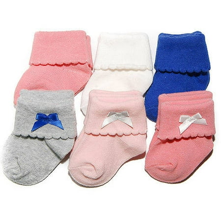 Newborn Baby Girl Fancy Cuff Socks, 6 Pairs - Walmart.com