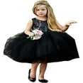thumbnail image 1 of Paillettes Enfants Bébé Fleur Fille Robe Tutu Fête Robe de Mariée Robes de Demoiselle d'Honneur Noir 3-4 Ans, 1 of 7