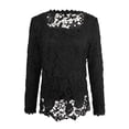 thumbnail image 4 of ZOHIUM Ladies Tops And Blouses Tshirts Women's Square Neck Lace Crochet Boho Tops Flowy Casual Blouses Shirts Plus Size Tops Tshirts for Women Summer Tshirts Tops for Women (Black,XL), 4 of 5