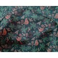 thumbnail image 4 of oneOone Silk Tabby Dark Teal Blue Fabric Leaves|Bird & Floral Artistic Quilting Supplies Print Sewing Fabric By The Yard 42 Inch Wide, 4 of 4