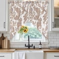 thumbnail image 6 of Floral Boho Swag Curtains for Kitchen/Bedroom/Living Room, Vintage Country Brown Pesley Flowers Scalloped Curtains 63 Inch Long, Rod Pocket Window Swag Topper Curtains Valances 2 Panels Set 36"x63", 6 of 8