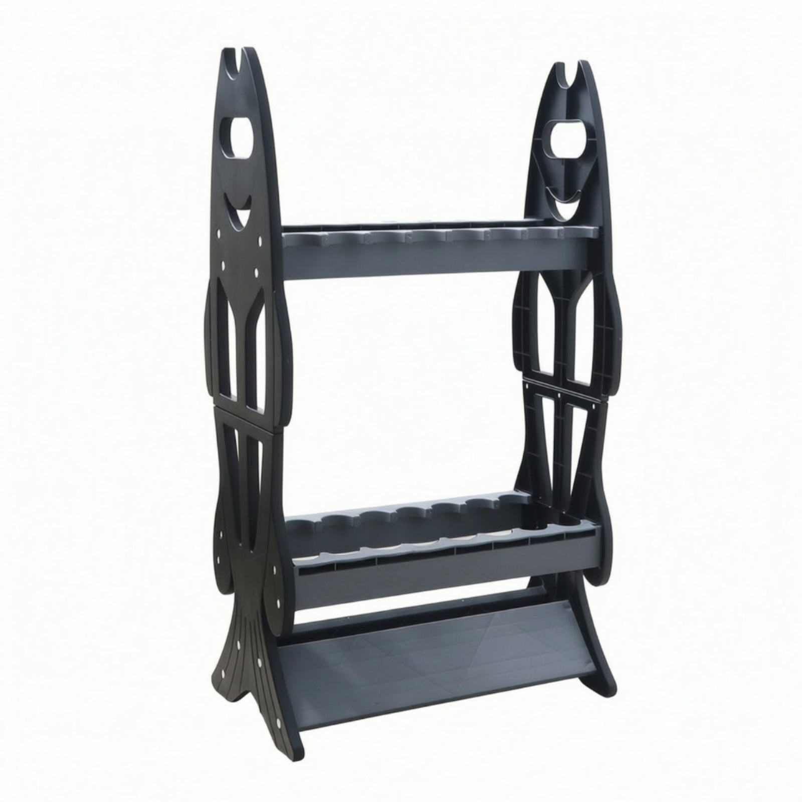 GARENDE 16-slot Freestanding Fishing Rod Rack Stand Heavy Duty ABS Plastic Storage Organizer for Anglers Garage Tackle Room