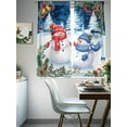 thumbnail image 4 of Christmas Winter Snowman Sheer Curtains 72 inches Long, Xmas Tree Bell Pine Cones Berry Light Filtering Sheer Window Curtains Rod Pocket Voile Drapes for Bedroom Living Room, 2 Panels 52"W x 72"L, 4 of 6