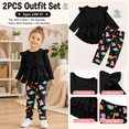 thumbnail image 6 of Lanbubble 1-5Y Toddler Girl 2-Piece Outfits Set Long Sleeve Ruffle Hem Top Floral Pants Fall Winter Kids Girl Clothes, 6 of 10