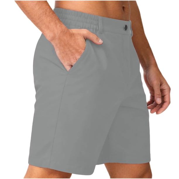 Pantalones Cortos para Hombre de Cintura Elástica con Bolsillos de Color Sólido Pantalones de Trabajo Casuales de Verano de Mitad de Longitud con Cordón