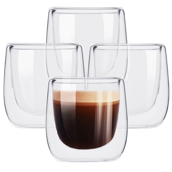 Vasos De Vidrio Doble Pared de 80 ml (2.7 Onzas) Vidrio Térmico 4 piezas Magma Life