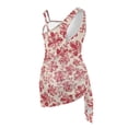 thumbnail image 5 of POLERO Girls' One-Piece Swimsuit with Mesh Cover-Up Skirt - Red Hibiscus Floral Print, Quick Dry & Adjustable Straps for Beach Vacation, Pool Days, 5 of 10