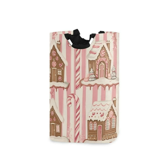 Yayeee Freestanding Laundry Hamper with Handle Collapsible Large Storage Basket for Clothes, Pink Candy House