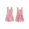 thumbnail image 3 of Yunliwuli Little Girl Sleeveless Overalls Shorts Daisy/Sunflower Butterfly Print Pocket Front Suspender Jumpsuit for Summer, 3 of 10