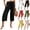 10# Black, variant on Women's Elastic High Waist Wide Leg Capri Pants Cotton Linen Casual Lounge Cropped Pants Lightweight Breathable with Side Pockets Green M