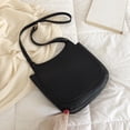 thumbnail image 2 of Bolsa de hombro de color sólido cruzados con solapa grande de cuero para mujer (Negro) Likrtyny Para Estrenar, 2 of 9