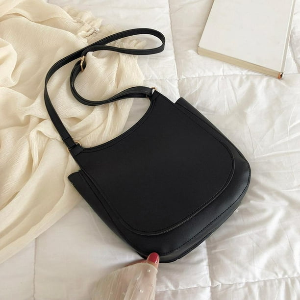 Bolso de hombro de color sólido de cuero PU para niñas, cruzados de cadena grande para mujeres