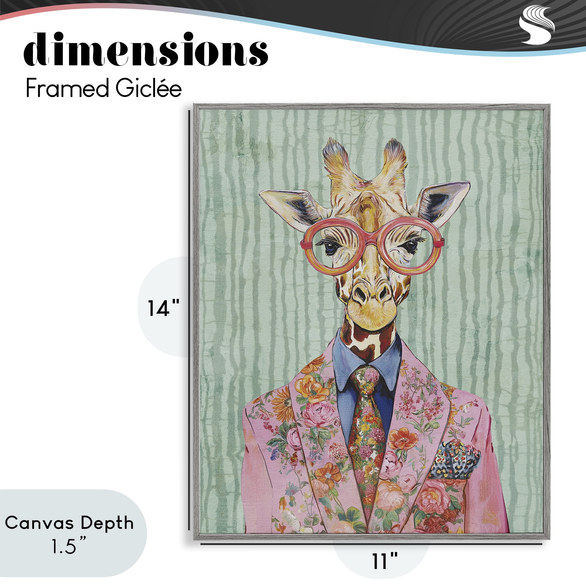 Stupell Industries Tall Stylish Giraffe Gray Framed Giclee Art, design by Svetlana Aleynikova