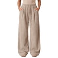 thumbnail image 5 of LUVDA Women's Corduroy Wide Leg Pants Drawstring Elastic Waist Lounge Trousers with Pockets, 5 of 9