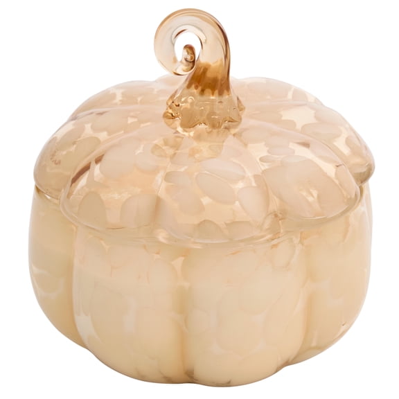 Better Homes & Gardens 2-Wick 18 oz White Tortoiseshell Glass Pumpkin Jar Candle, Pumpkin Snickerdoodle Swirl