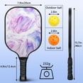 thumbnail image 4 of Pickleball Paddles Set Of 2, Fiberglass Surface, Liquid & Marble Print, 4 Balls & Bag, 4 of 5