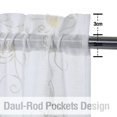 thumbnail image 6 of White Short Curtains 24 Inch Length for Small Window, Floral Embroidered Pom Design Semi Sheer Bathroom Curtain Window, Rod Pocket Window Treatment for Living Room Bedroom, 26"WX24"L, 2 Panels, 6 of 9