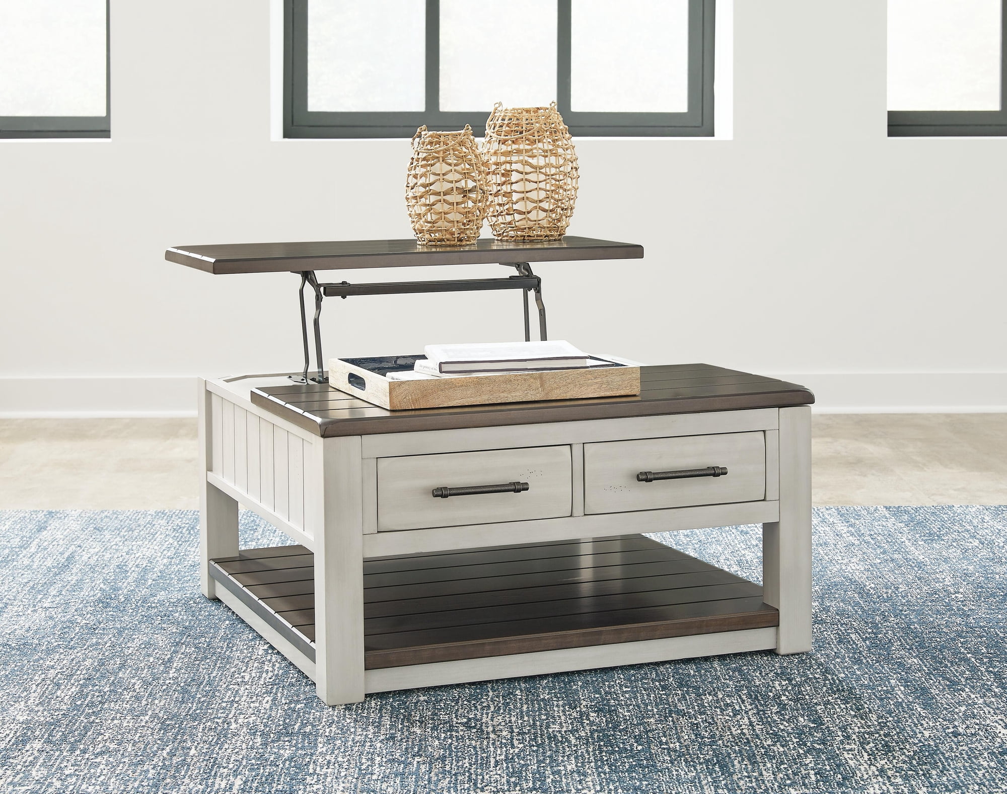 Signature Design by Ashley Darborn Lift-Top Coffee Table, Gray & Brown