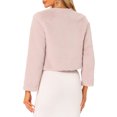 thumbnail image 3 of INSPIRE CHIC Cropped Open Front Jacket for Women's Faux Fur Long Sleeve Bolero Winter Coat M Pink, 3 of 6