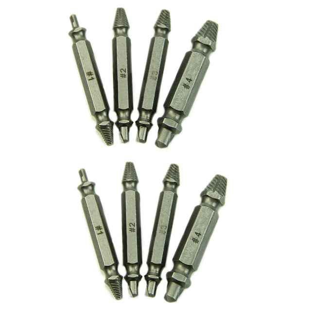 8X Screw Extractor Drill Bits Guide Set Broken Bolt Remover Easy Out 1 2 3 4