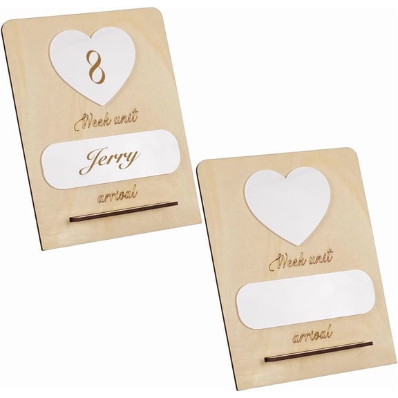 2 Set Announcement Pregnancy Signs Wooden Baby Announcement Sign Pregnant Baby Announcement Board Wood Sign for The Announcement of Your Pregnancy Or Baby's Birth Gifts for New Parents BurlyWood
