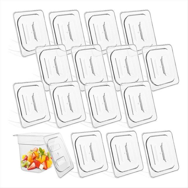 15 Tapas de Policarbonato con Asa para Sartenes de Hotel, Tamaño 1/6, Transparentes, para Restaurantes, Hoteles y Uso Comercial.