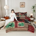 thumbnail image 6 of Manfei Wildlife Moose Bear Bedding Comforter Set for Men, Rustic Farmhouse Cabin Twin Comforter Sets, Buffalo Plaid Patchwork Reversible Bedding Set, Lightweight Room Decor, 2-Piece, 6 of 9