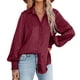 thumbnail image 1 of Camisa de manga larga con solapa, camisa con botones lavable a máquina suelta de fibra de poliéster a la moda para mujer, 1 of 5