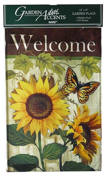 12 x 18 Inch Garden Accents Butterfly & Sunflower Welcome Lawn Flag by
