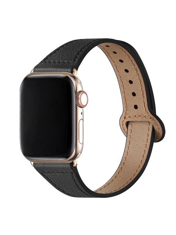 Leather Band for iWatch Apple Watch Band 38mm 40mm Black/Gold