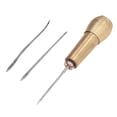 thumbnail image 3 of Handmade Leather Sewing Awl Hand Stitch Needle Tool Kit Set with Brass Handle for Handmade Shoe Repair, 3 of 7