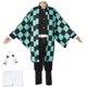 thumbnail image 1 of Adultos y niños Demon Slayer Cosplay Tanjirou Kamado Cosplay disfraz Kimetsu no Yaiba hombres Kimono disfraz pendientes HalloweenS Gao Jinjia LED, 1 of 2