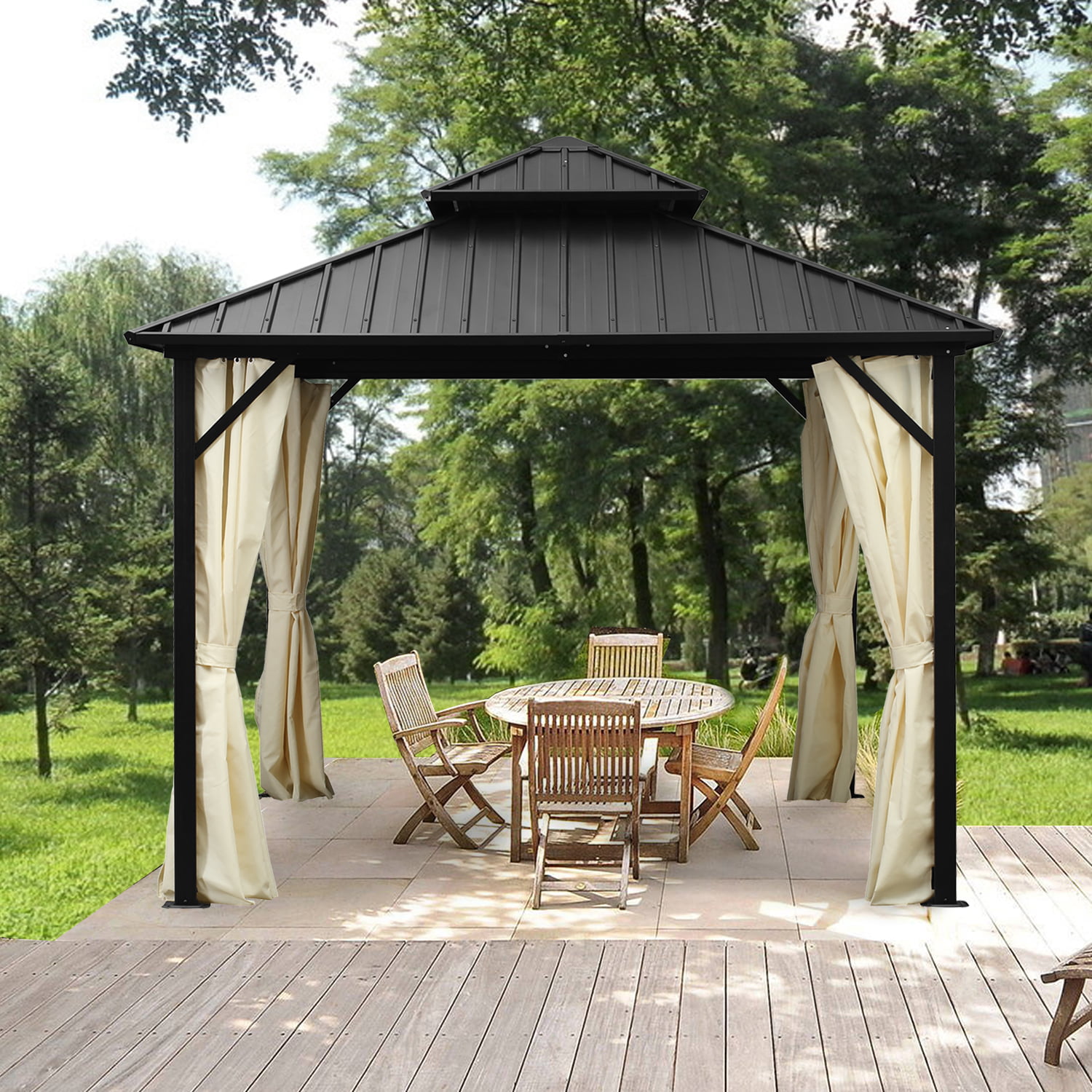 Outdoor Gazebo Cover Shade Canopy Steel Frame 10x10' Patio Deck Backyard Shelter 