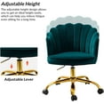 thumbnail image 5 of HULALA HOME Velvet Home Office Chair with Gold Base, Womans Modern Cute Shell Back Upholstered Desk Chair for Vanity, Adjustable Swivel Task Chair for Living Room, Teal, 5 of 18