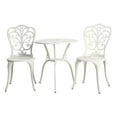 thumbnail image 2 of Gzxs 3 Piece Cast Aluminum Bistro Set, White Garden Round Table and Armless Chairs Set, Outdoor Patio Furniture Set for Backyard, Balcony, Deck, 2 of 7