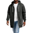 thumbnail image 4 of Dwellite Long Hoodies for Men Casual Lightweight Zip Up Jacket Hooded Long Sweatshirt Full Zip Jacket with Pockets Dark Gray XL, 4 of 8