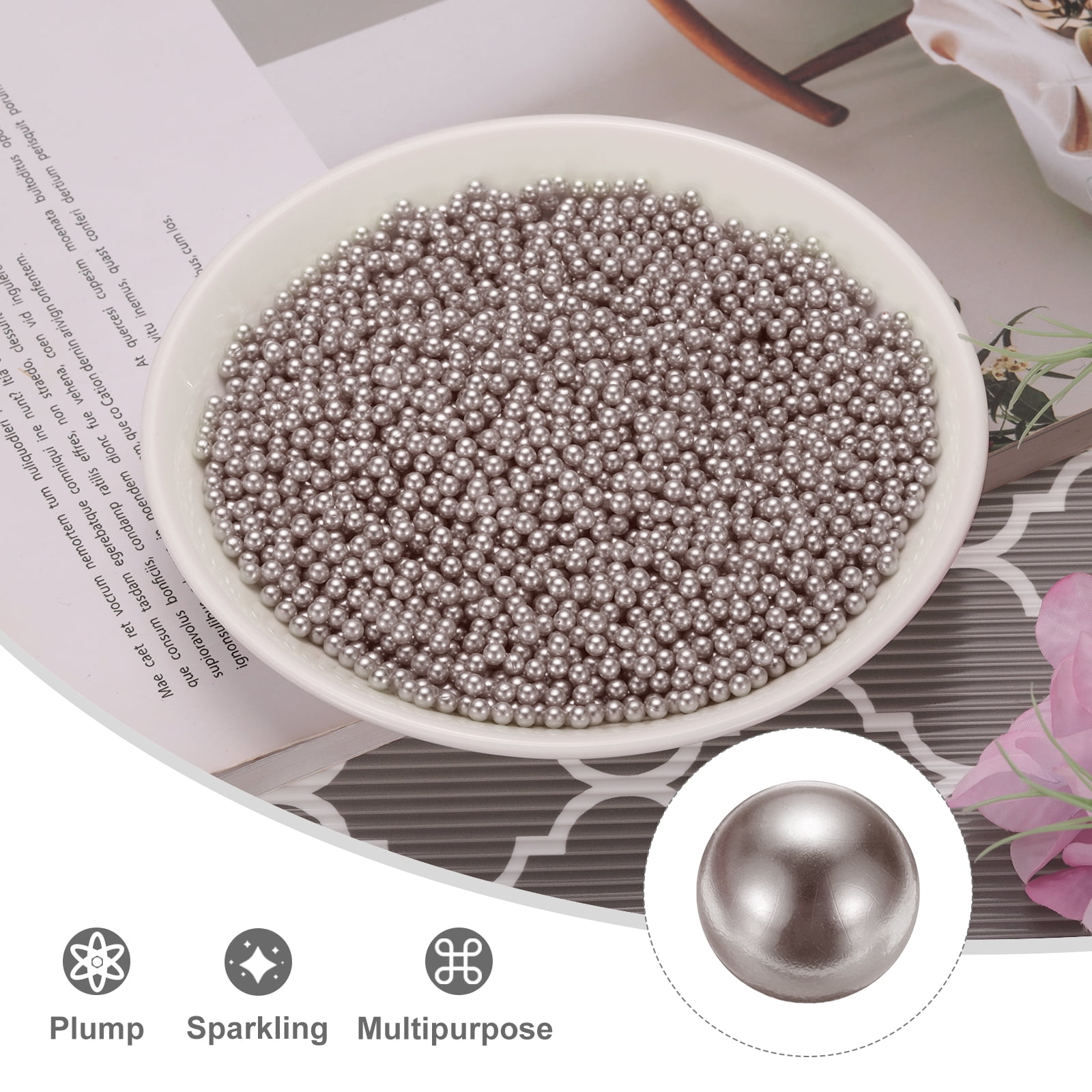 Unique Bargains Faux Pearl for Crafting No Hole Pearls for Vase Fillers Brown
