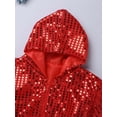 thumbnail image 5 of YONGHS Kids Sequin Performance Jazz Hip Hop Dance Outfits Long Sleeve Jacket Top with Pants Hat Set Red 4-5, 5 of 7